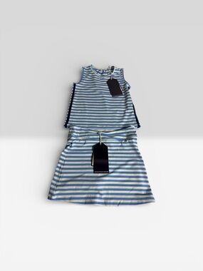 Duffield Lane Blue and White Striped Girls' tank and skort set